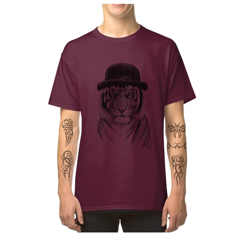 Chic_Tiger_4103 Men Fitted Fashionable T Shirt Crew Neck Autumn All Cotton T Shirts comfortable Short Sleeve Tee Shirts Chic_Tiger_4103 maroon
