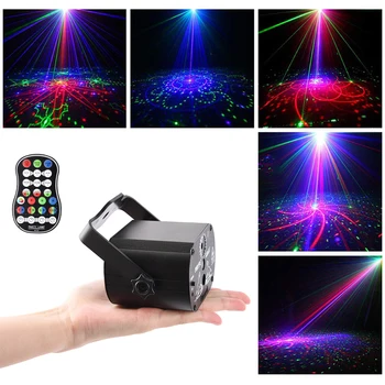 Led Disco Licht Podium Verlichting Spraakbesturing Muziek Laser Projector Lichten 60 Modi Rgb Effect Lamp Voor Party Show Met controller