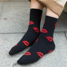 Г. Лидер продаж, повседневные эластичные модные носки высокого качества, милые дизайнерские носки с принтом в виде губ популярные женские носки для девочек