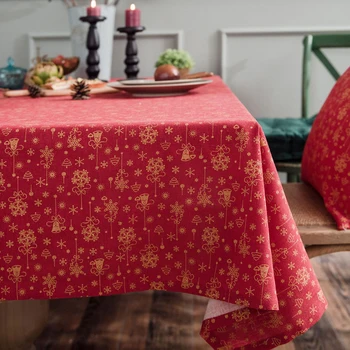 

Christmas Bronzing Wind Chimes Snowflake Printed Tablecloth Holiday Square Tablecloth Dinning Room Party Decor New Year Gifts