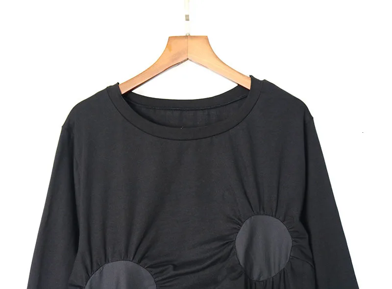 TVVOVVIN European Chiffon Will Edition Easy Irregular Design Feel Collage Round Neck Long Sleeve T-shirt Woman ZX374