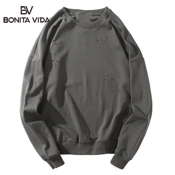 

Bonita Vida Hole Solid Mens Hip Hop Hoodies 2020 Spring Autumn Harajuku Japanese Style Cotton Casual Male Hipster Sweatshirt
