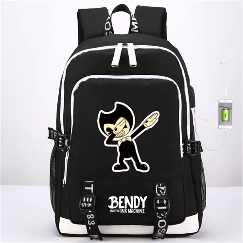 Bendy и чернильная машинка рюкзак сумка ж/USB модный порт/замок/интерфейс наушников студенческий блокнот сумка для ноутбука - Цвет: Style 15