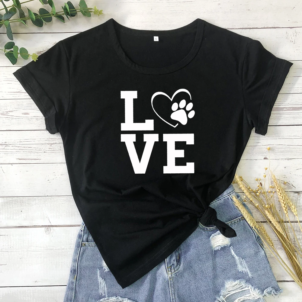 Женские футболки с принтом в виде лап лапы Love Dogs Kawaii Ulzzang летняя футболка из