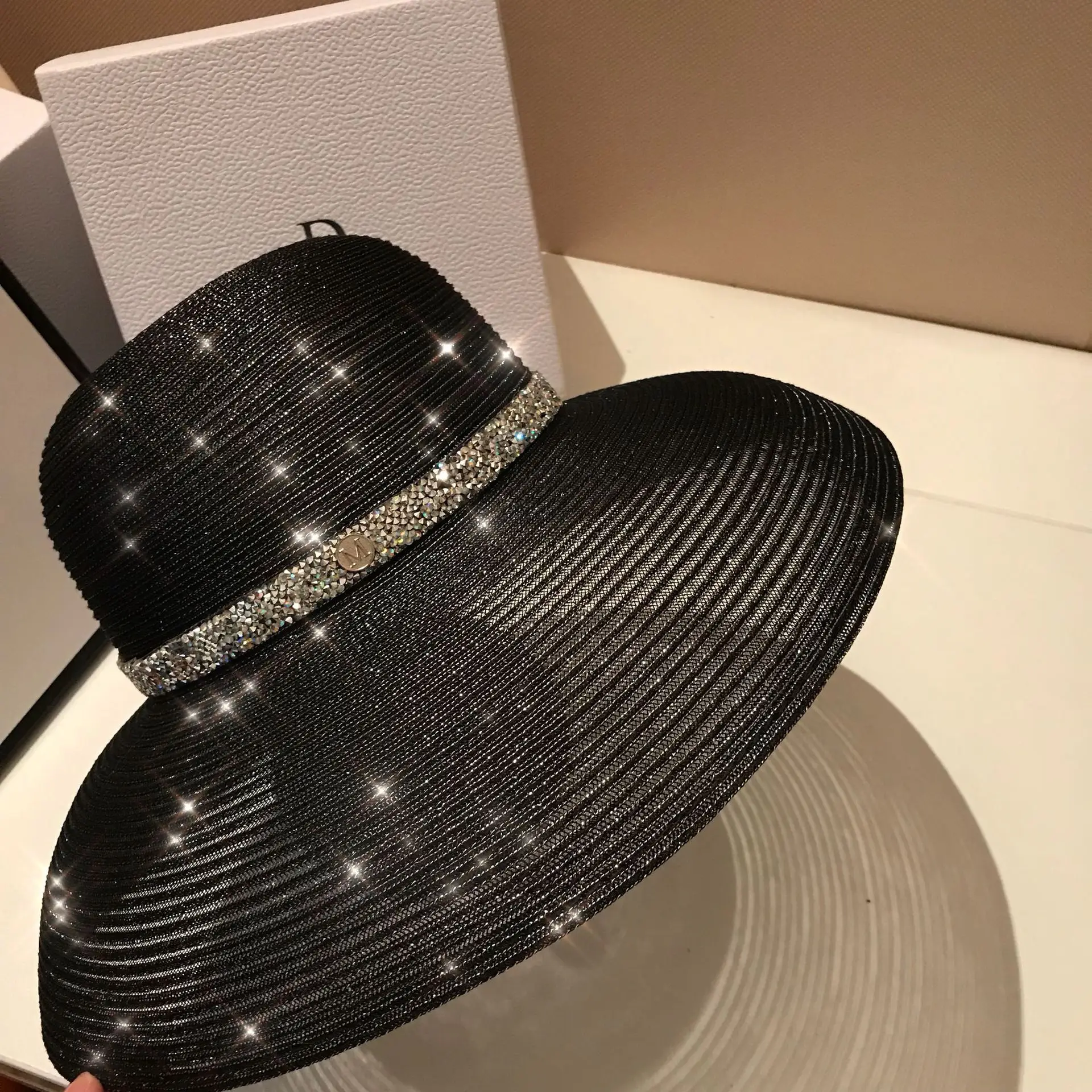 Panama sun hat silver silk ultra-thin breathable summer ladies bucket hat sun straw shallow fedora men and women sun hat,sun protection hat