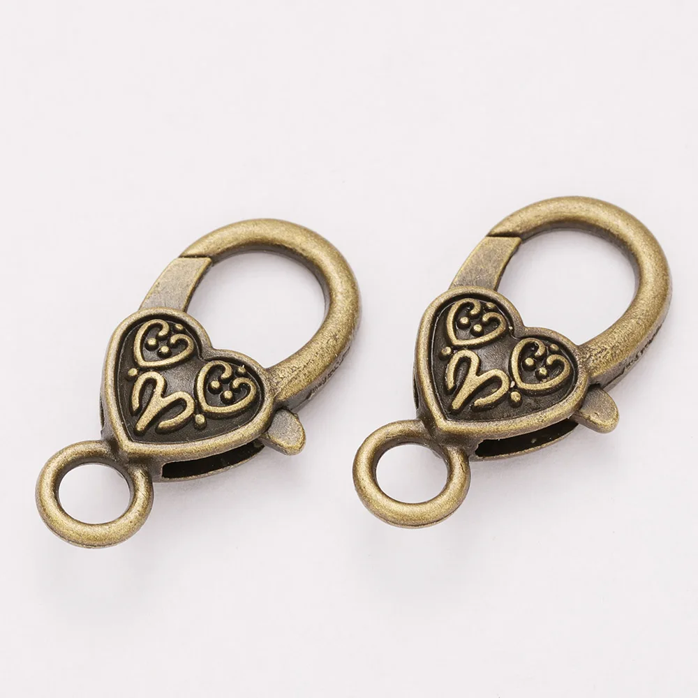 10pcs/lot 26x15MM Lobster Clasp Hooks Heart Keychain Clasps Bracelet Chain Accessory for Jewelry Making Components DIY stainless steel clasps jewelry making tools