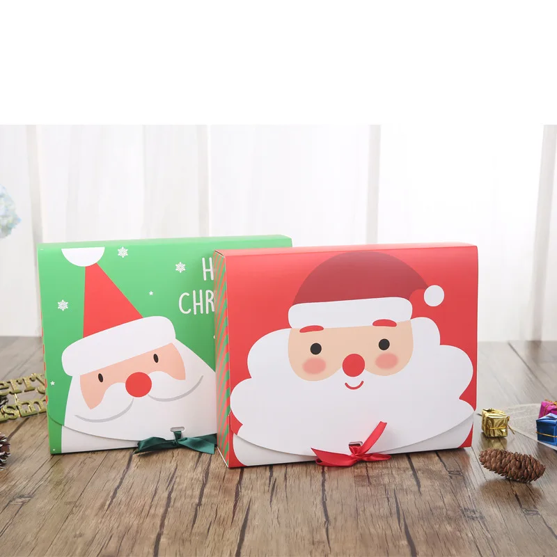 

Christmas Gift Box Cartons Customized Gift Box Large Folding Christmas Santa Claus Cake Box traktatie kinderen verjaardag 10pcs
