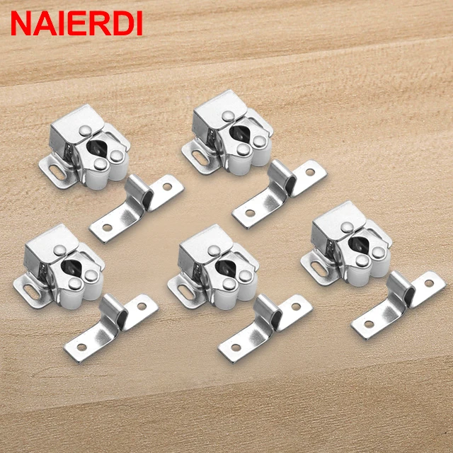 NAIERDI 2-10PCS Door Stop Closer Stoppers Damper Buffer Magnet Cabinet Catches For Wardrobe Hardware Furniture Fittings Silver (5PCS)