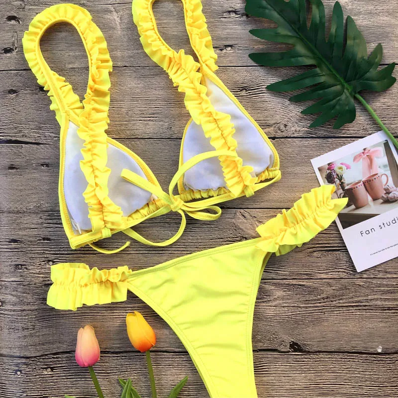 V-neck Bikini Push Up 2020 Sexy Ruffles Swimsuit Female Triangle Swimwear Women Bathing Suit Biquini Summer Beach Wear MJMY63 V-neck Bikini Push Up 2020 Sexy Ruffles Swimsuit Female Triangle Swimwear Women Bathing Suit Biquini Summer Beach Wear MJMY63