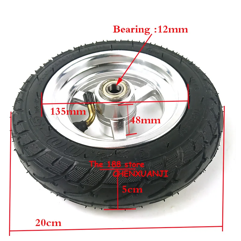 Modified Rear inflatable wheel for Modified KUGOO S1 S2 S3 electric scooter Rear hub and tires 8x2.00-5 tire tubeless wheel