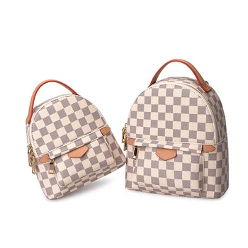 

2020 New Women's bag ladies bag Simple Plaid Backpack Female Personality Small School Bag Casual Travel Backpack