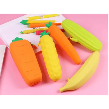 

Carrot silicone pen bag creative student silicone pen bag large capacity simple pencil bag cute