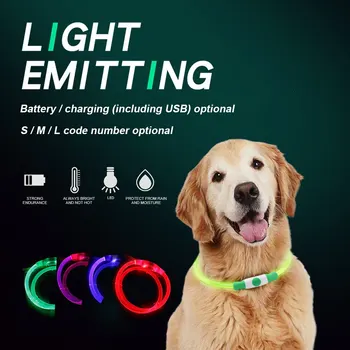 

LED Dog Collar Light USB Rechargeable Glowing Dog Collars Luminous Pet Flash Night Charging For Small Medium Large Dog #15