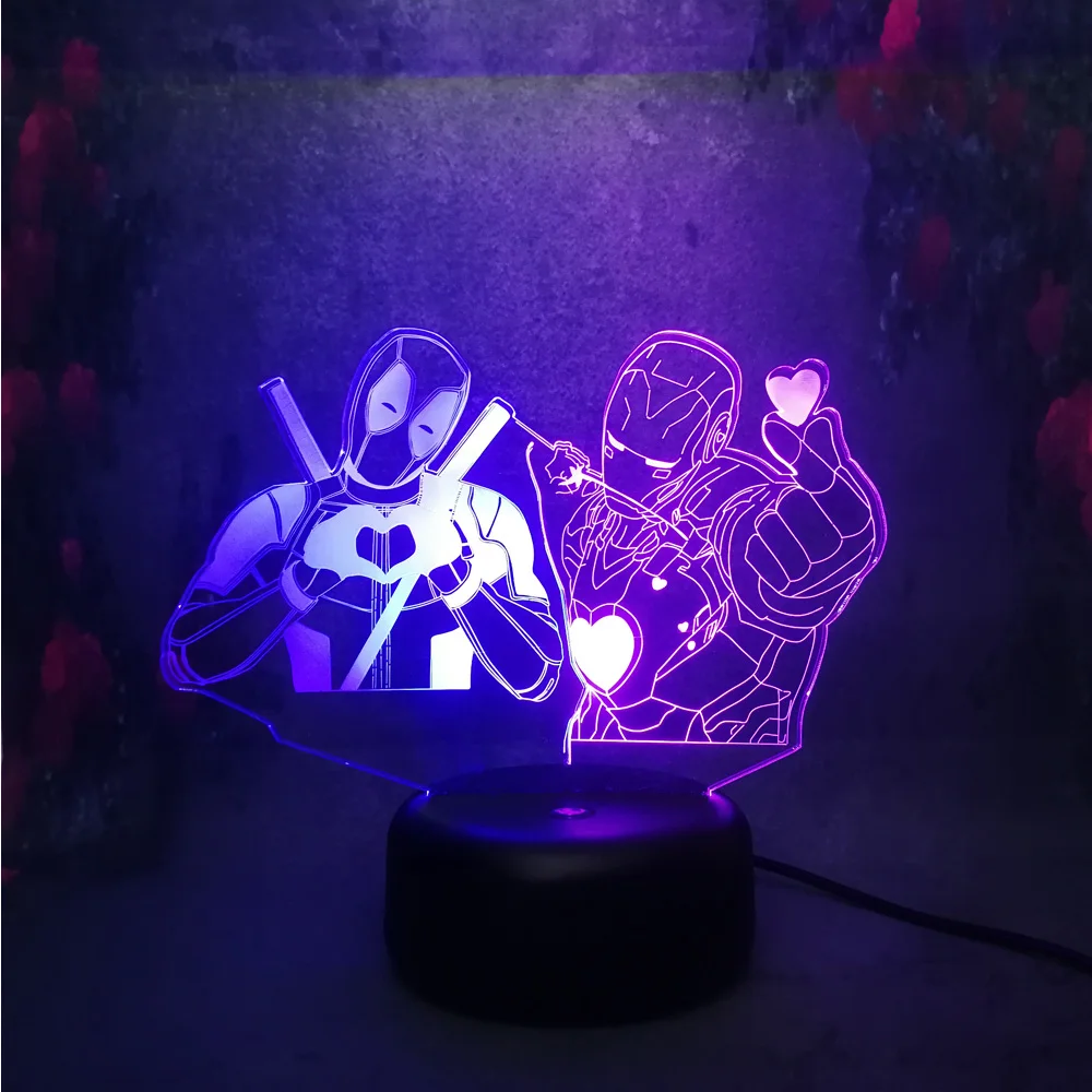 Романтическая девушка сердце Спальня Декор 3D DIY светодиодный ночник герой Marvel Union