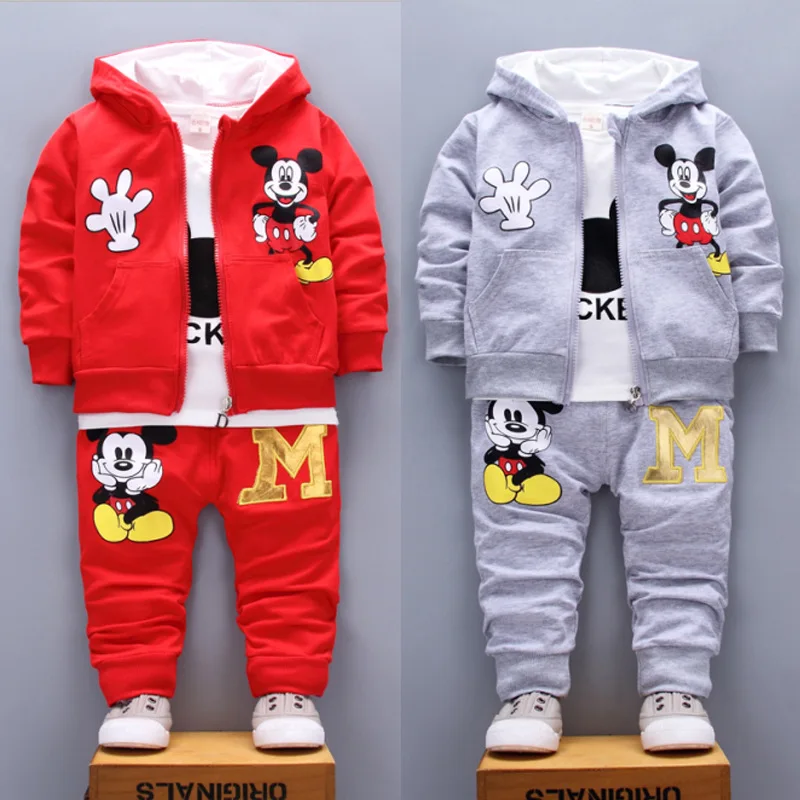 Pants Tracksuits T-Shirt Baby-Girl Mickey Boy Hooded-Coat Spring Autumn Cotton Children