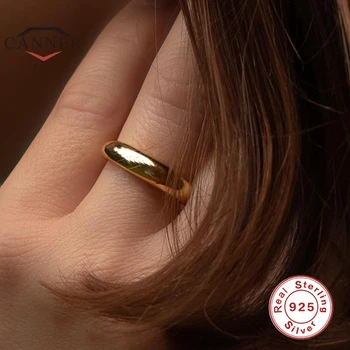 CANNER-Anillos de plata de ley 925 auténtica para mujer, anillo abierto brillante Simple, sin talla, joyería fina, Anillos de plata 925