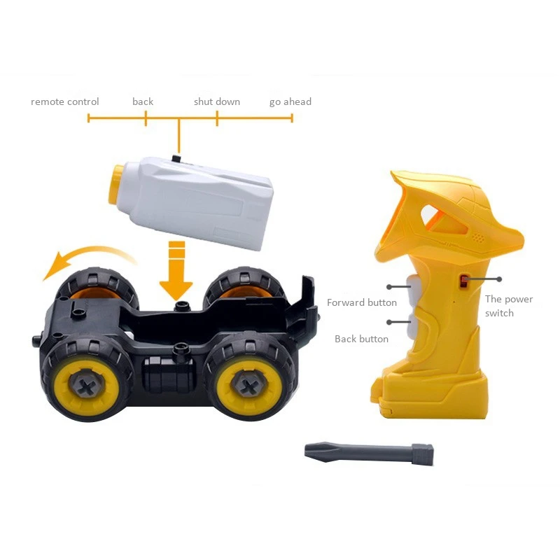 Игрушка RC Truck, самосвал с дистанционным управлением, собранный автомобиль, Желтый игрушечный набор, игрушечный автомобиль с питанием, игрушки для мальчиков и девочек, детский подарок
