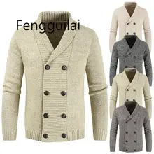FENGGUILAI осень зима теплый толстый мужской свитер модный Повседневный Молодежный двубортный Повседневный свитер большого размера трикотаж