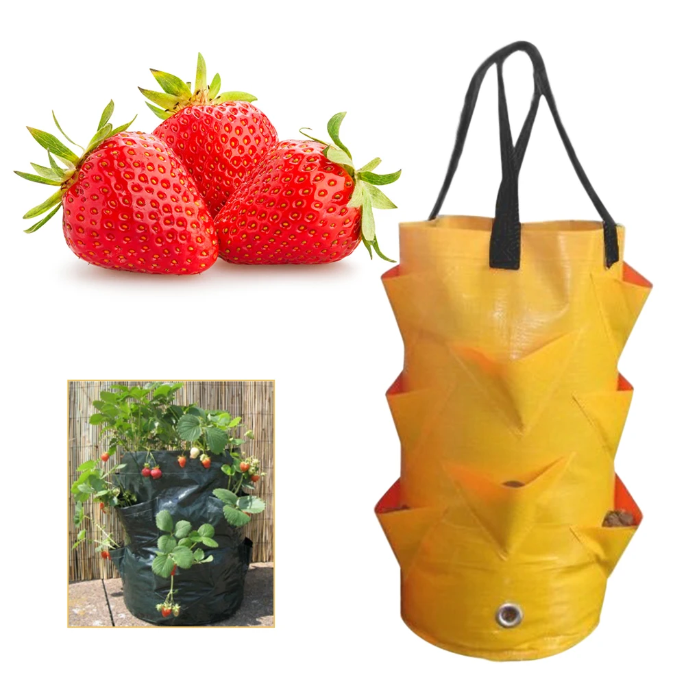 Garden Planting Bag Strawberry Grow Bag with Handle Thickened Garden