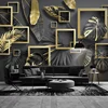 Custom 3D Photo Wallpaper Murals Modern Creative Golden Leaf 3D Stereoscopic Geometric Living Room Sofa TV Background Wall Mural ► Photo 1/6