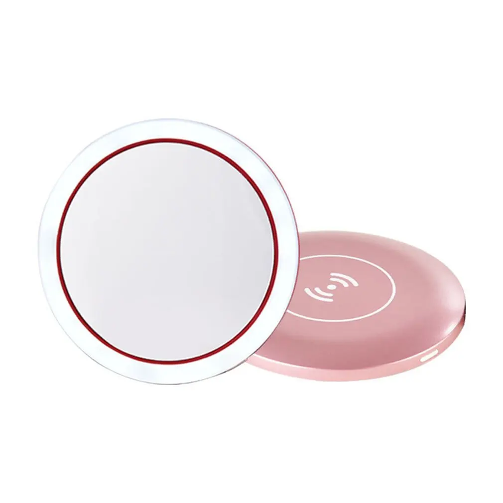 Умный светодиодный зеркальный макияж портативное косметическое зеркало с регулируемой яркостью светодиодный с 3 уровнями освещения Беспроводная зарядка косметическое зеркало 360 RingLight - Цвет: 2