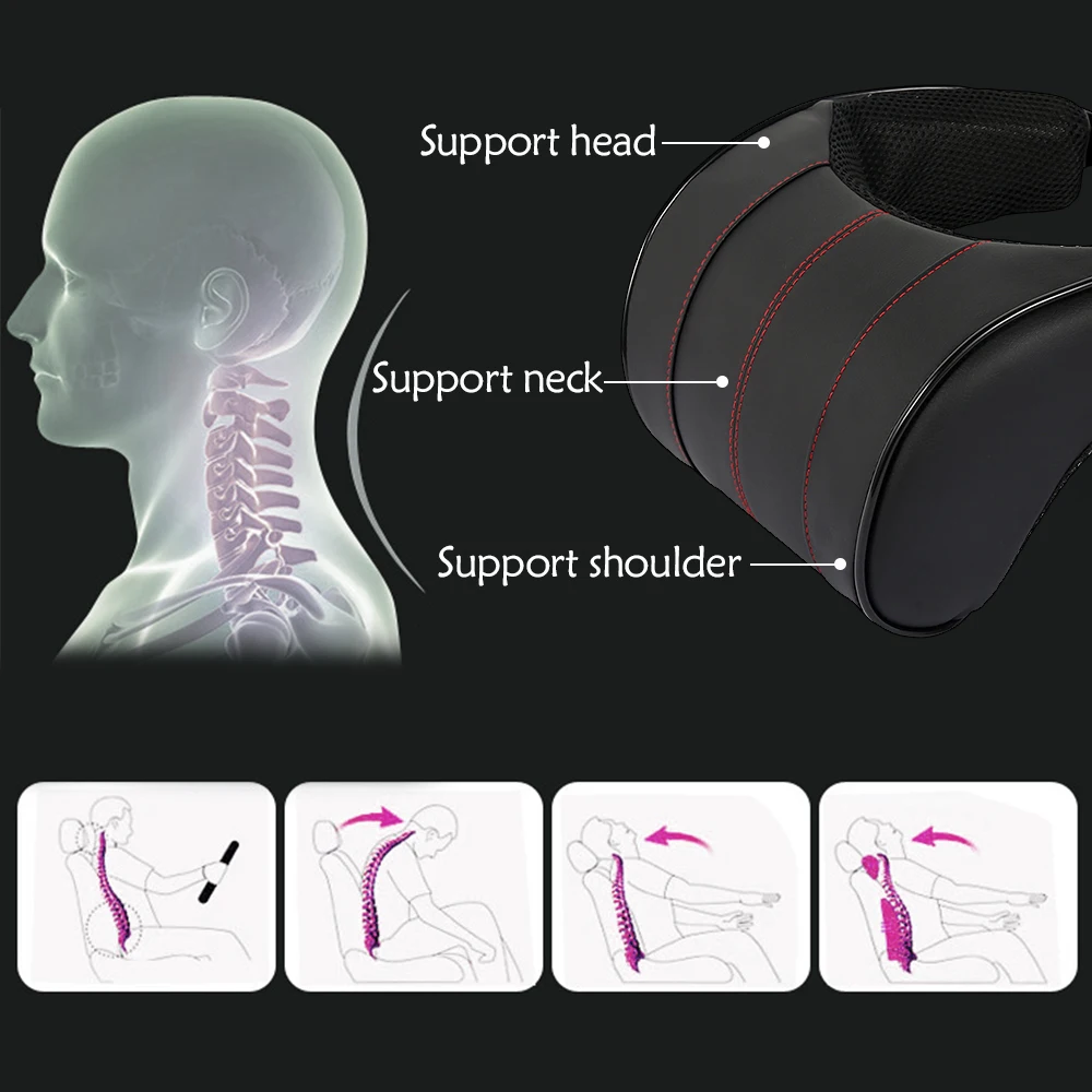 Автомобильная подушка, кожа, хлопок, с памятью, авто подголовник, подушка для шеи, подушка для сиденья, подушка для безопасности, поддержка пены, подушки