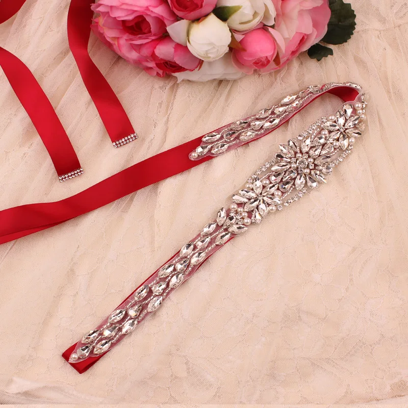 

Bridal Belt for Wedding Dress Accessories Silver Color Crystal Bride Belt Sash Ribbon Party Bridesmaid Gift