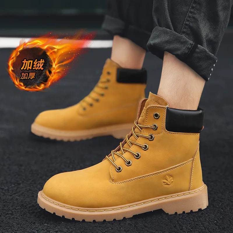 

2019 Autumn And Winter New Style Worker Boots plus Velvet Men's Hight-top Martin Boots Worker Boot Cotton-padded Shoes plus Cott