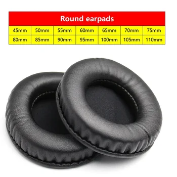 

50-110mm round earpads soft PU replacement earpads cushion cover for universal headphone sponge leather earpads cushion 70 100mm