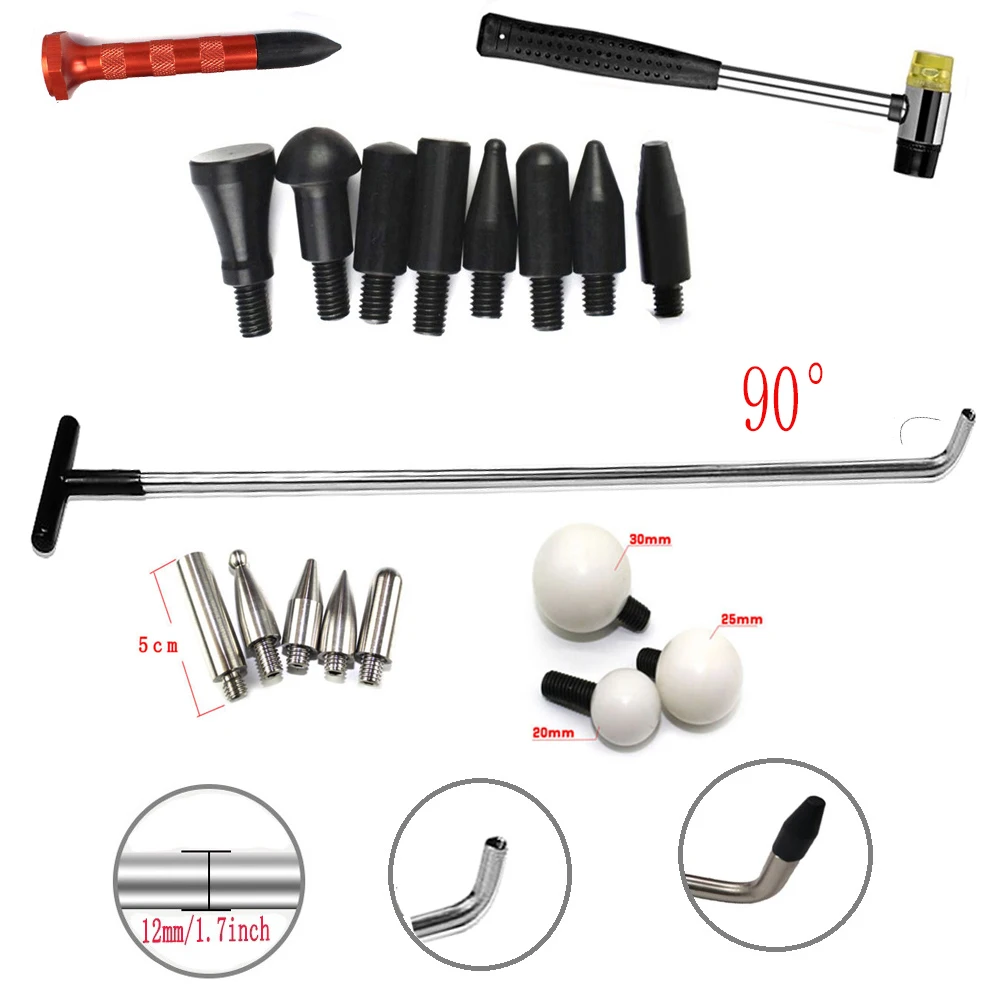 

Dent Removal Tools Newly Design Hook Tools Push Rod Black Car Crowbar Paintless Dent Repair Tools Kits Ding Hail Puller Set
