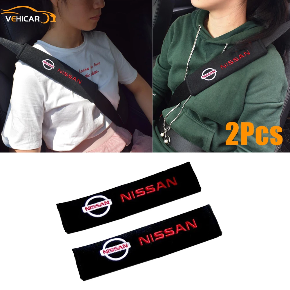 VEHICAR 2PCS Logo knitting Car Seat Belt Pads Auto Safety Cover Driver Shoulder Protector For NISSAN Vehicle Accessories | Автомобили и