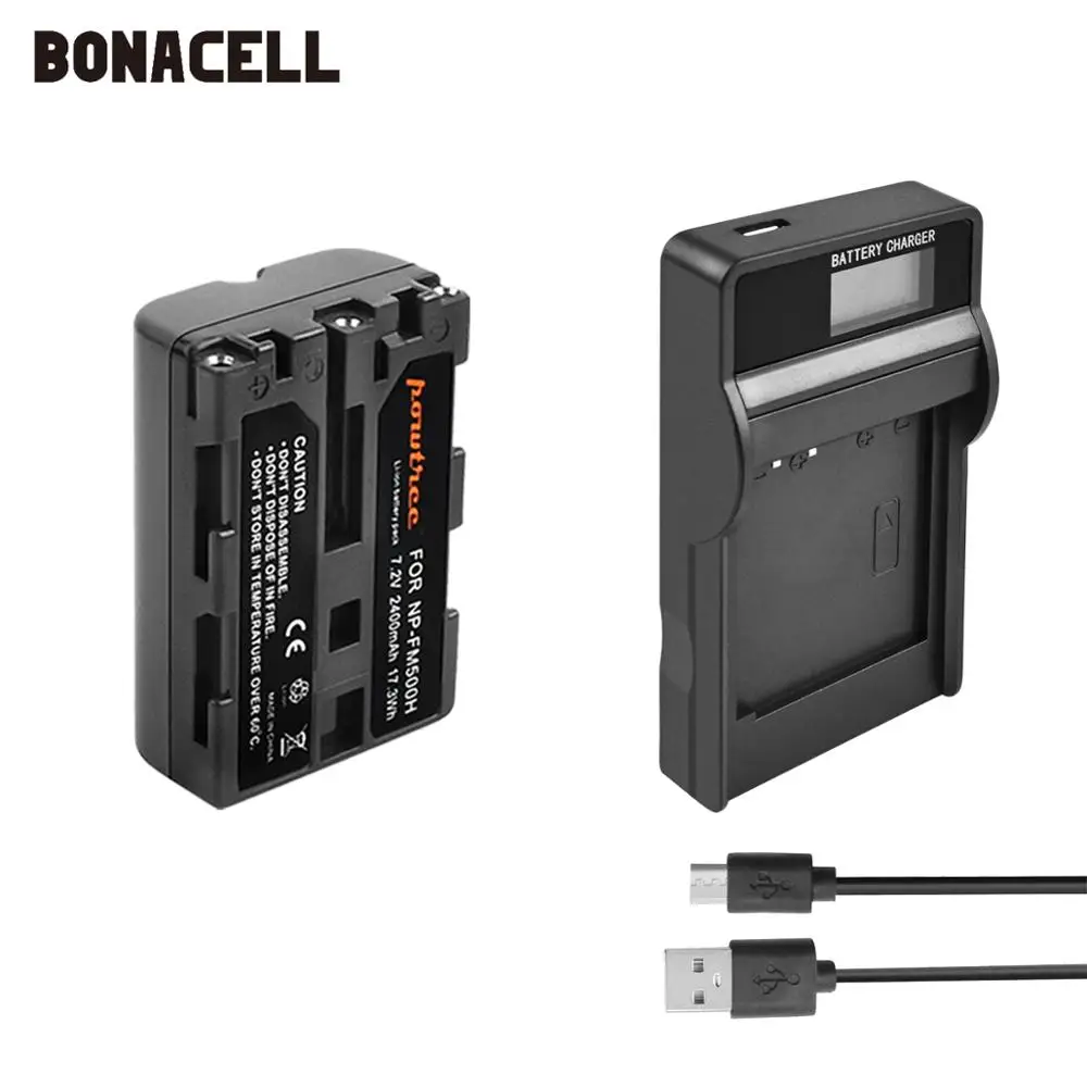 1X Battery Charger Bonacell 2400 мА/ч, NP-FM500H NP FM500H NPFM500H Камера Батарея+ ЖК-дисплей Зарядное устройство для sony A57 A58 A65 A77 A99 A550 A560 A580 Батарея L50 - Цвет: 1X Battery Charger