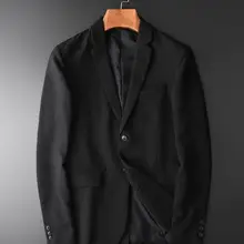 Minglu черный мужской блейзер роскошный однотонный однобортный мужской блейзер модный осенний приталенный простой блейзер для мужчин плюс размер 4XL