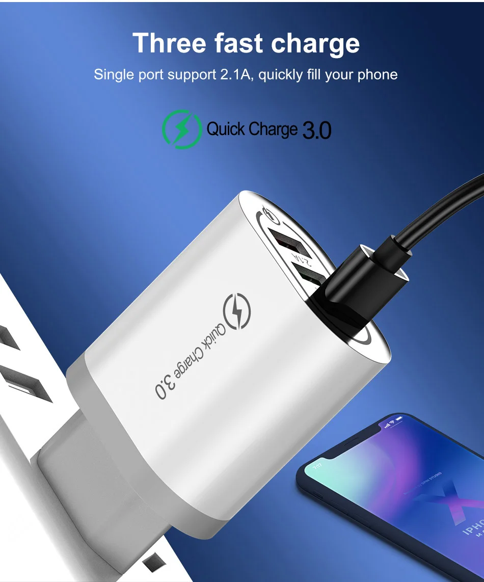 Олаф 3 порта USB зарядное устройство Quick Charge 3,0 для samsung Быстрая зарядка настенный адаптер для iphone Xiaomi портативное зарядное устройство для телефона QC 3,0