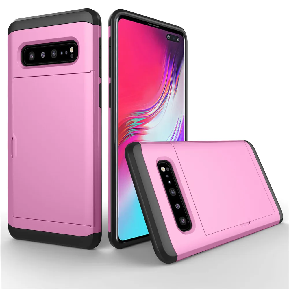 VRSDES деловой чехол для телефона для samsung Galaxy S10 S10E S10 Plus S9 S8 S7 скользящий защитный чехол с отделениями для карт чехол для samsung Note 9 8 - Цвет: Pink