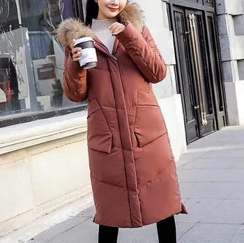 

winter long coat women Fashion Women Winter Warm Cotton Hooded Winter Long-Sleeved Overcoat high quality#4