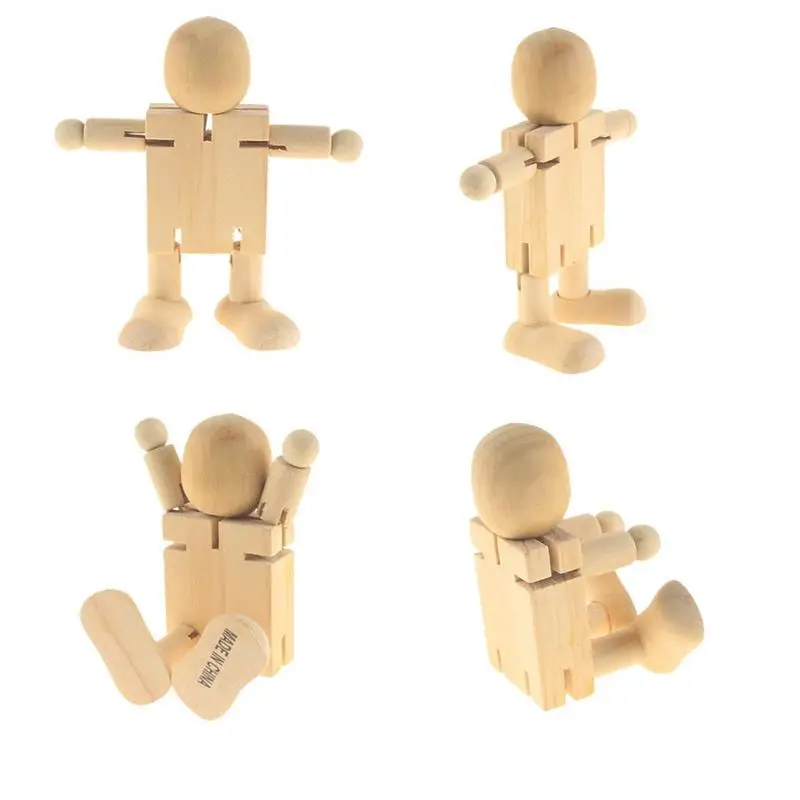 

13cm DIY Painting Graffiti Artists Action Figure Wood Man Movable Joint Activity Wooden Robot Children Creative Educational Toy