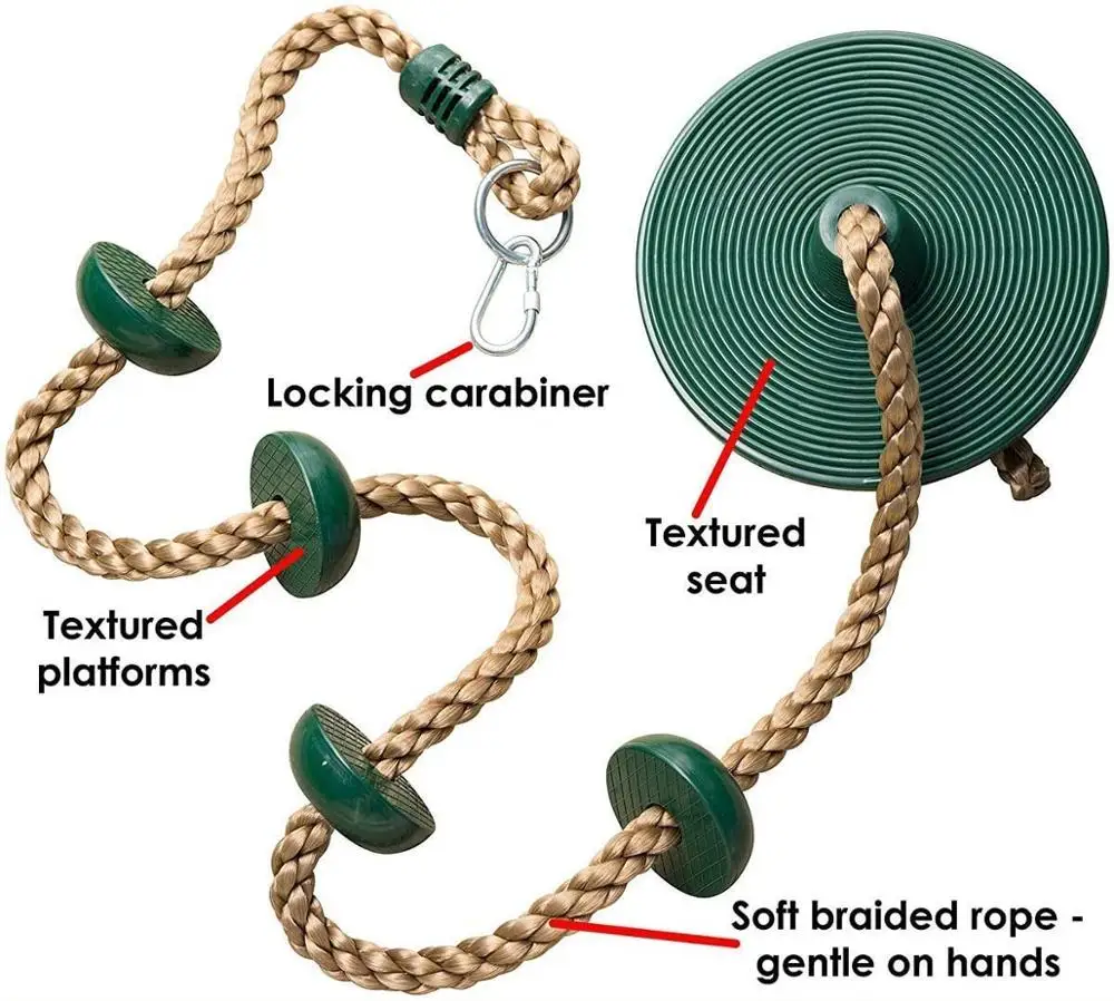 Jungle Gym Kingdom Climbing Rope Platforms Disc Swing Seat-Swing Set Accessories