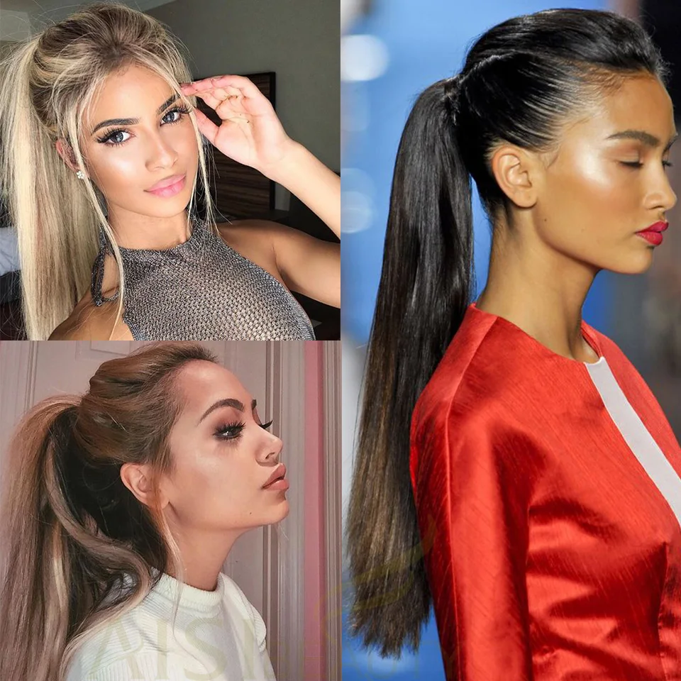AISI BEAUTY длинные прямые синтетические удлинители волос для конского хвоста