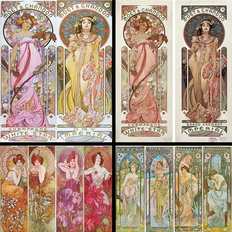 Alphonse Mucha peinture de diamant r tro femme ensemble de points de Alphonse Mucha peinture de diamant r tro femme ensemble de points de