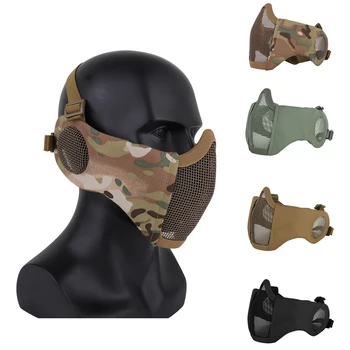 

Half Face Mesh Mask Protective Cover Battlefield Breathable Adjustable Headband Ear Mouth Protection Mask