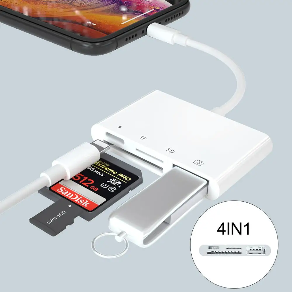 5 в 1 комплекты для подключения камеры Lightning к SD TF кард-ридеру, USB 3 адаптер для камеры, 3,5 мм разъем для наушников, зарядка для Lightning