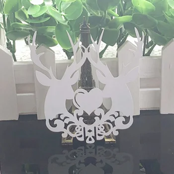 

50pcs Deer Laser Cut Wine Glass Paper Card Escort Place Cup Cards DIY Baby Shower For Christmas Decor Favors Party Supplies