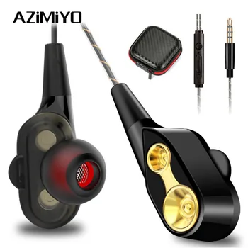 

AZiMiYO DR2 Wired Earphone High bass Double Unit Drive HiFi earphone With Microphone for Music Headset Earbud auriculares