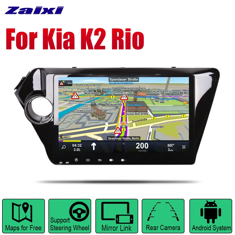 

ZaiXi Android Car GPS Navi for Kia K2 Pride Rio 2011~2016 player Navigation WiFi Bluetooth Mulitmedia system audio stereo EQ