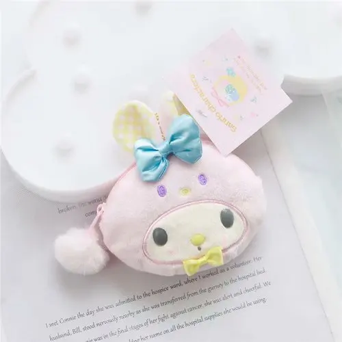 Sanrio, Hello Kitty My Melody Cinnamoroll Марка pom-Pom Purin мультфильм плюшевые сумки для монет Милая цепочка для ключей бумажник сумка для девочек Подарки - Цвет: 1