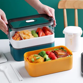 

Lunch Box 2 Layer Japanese Bento Box for Food Container Storage Portable School Picnic Microwave Use