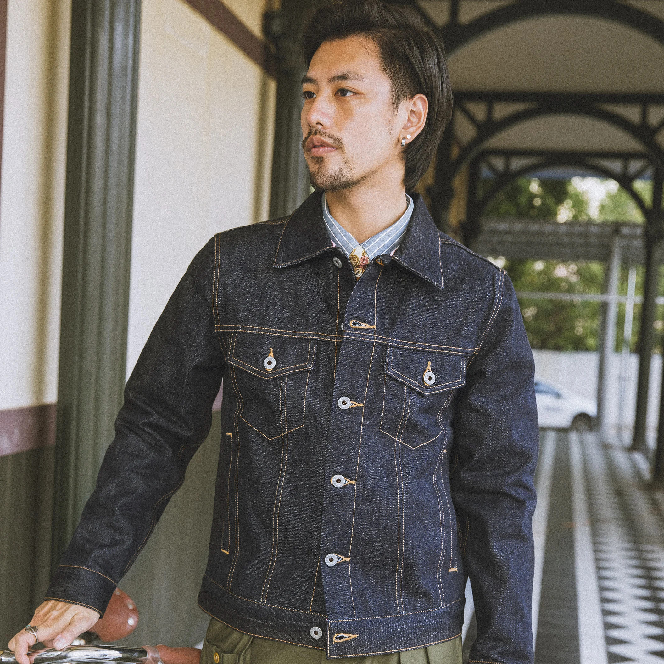 LS01-001 Big Size 16oz High Quality Cotton Denim Jacket Casual Stylish Raw Unwashed Coat