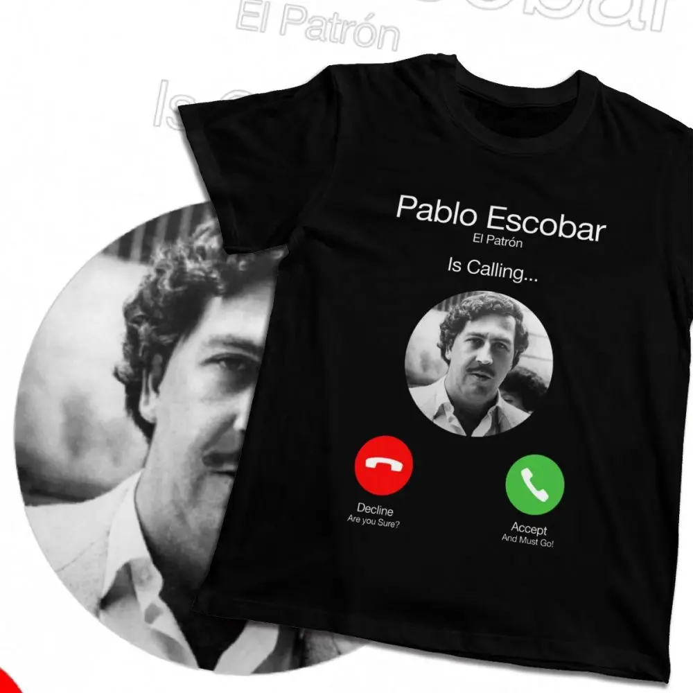 Пабло Эскобар вызов мужские футболки El Patron телефон Повседневная футболка с круглым вырезом на заказ унисекс Чистый хлопок большой размер футболка