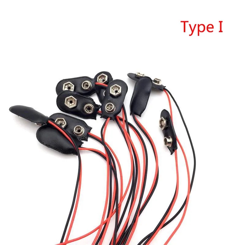 

5pcs/lot 15CM PP3 MN1604 9V Battery Clips Connector Buckle T/I Type Cable Connection 9V Battery Holder Clip Snap Wire Connectors
